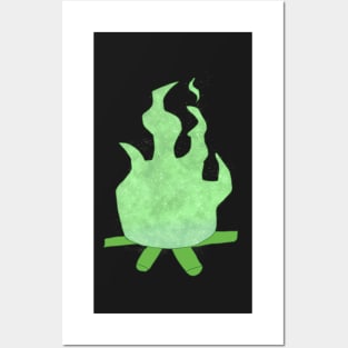 Green Starry Flame Posters and Art